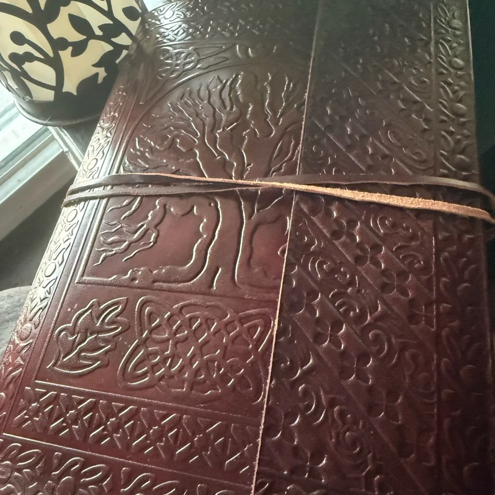 SALE. Leatherbound Journal Handmade Celtic Tree of Life Embossed Notebook
